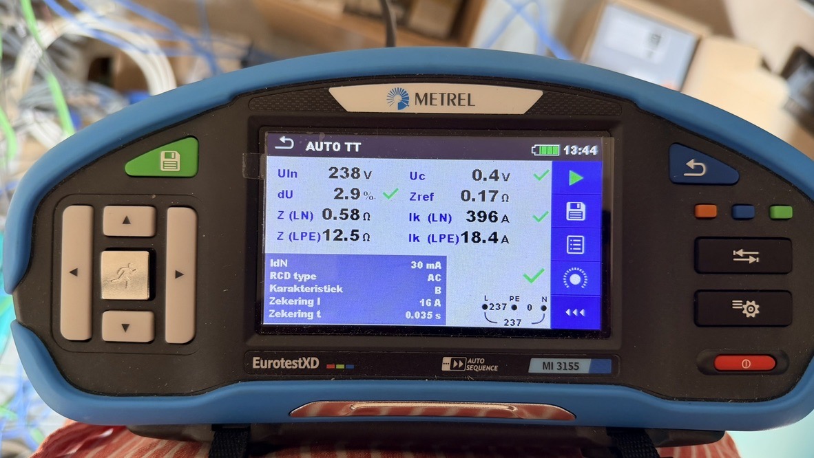 Elektrische metingen tijdens de werkzaamheden in Bathmen.